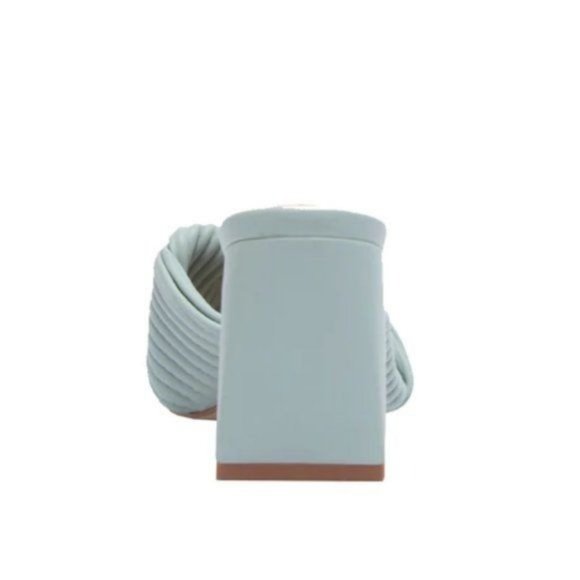 !! NEW !! Sustainable Square Toe Block Heel Mules in Mint Green    ﻿ - Picture 6 of 10